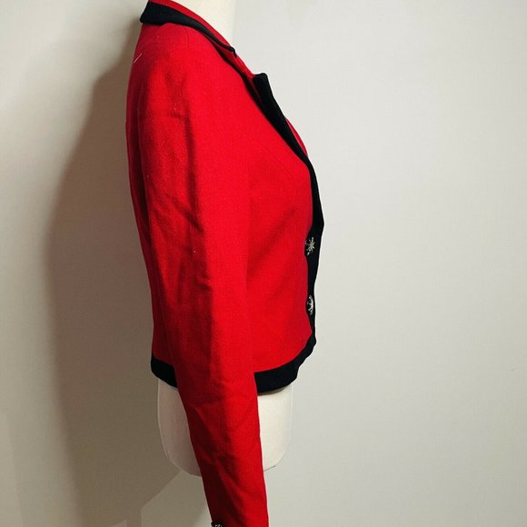 Ji Tak Vintage Cropped Red/Black Blazer Jacket - Picture 6 of 11